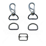 Kit Mosquetão Meia Argola E Regulador 20 Mm Metal 100 Peças