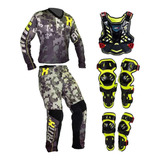 Kit Motocross Roupa Amx Camuflado Equipamento Trilha Enduro