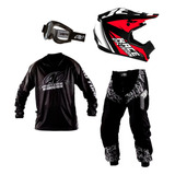 Kit Motocross Roupas + Capacete Oculos Insane X Trilha 