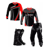 Kit Motocross Trilha Velocross 2 Camisas Calça Bota Protork