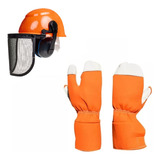 Kit Motosserrista Capacete 3 Em 1 E Luva De Vaqueta