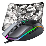 Kit Mouse Gamer Iluminado Rgb 3200