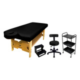 Kit Moveis Complet Estética Maca Fixa Mocho Carrinho Escada Cor Preto