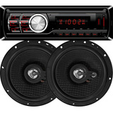 Kit Mp3 Radio Automotivo Bluetooth   Par Alto Falantes 6 Pol