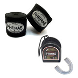 Kit Muay Thai Boxe Bandagem Elástica 3 Mts Protetor Bucal