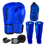 Kit Muay Thai Kickboxing Luva Bandagem Caneleira Anatômica
