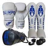Kit Muay Thai Luva bolsa caneleira bandagem case bucal