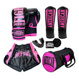 Kit Muay Thai Luva Caneleira Bolsa Shorts Band Buc Completo
