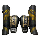 Kit Muay Thai Top Treino Luva 10oz Caneleira Thunder Pulser