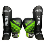 Kit Muay Thai Top Treino Luva 16oz Caneleira Thunder Pulser