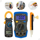 Kit Multimetro Digital Caneta Tensão Alicate Amperimetro