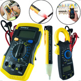 Kit Multimetro Digital Caneta Tensão alicate Amperimetro