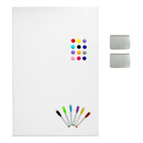 Kit Mural Branco 50x80 Cm 12 Imãs E 6 Canetas C Suporte Fix