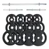 Kit Musculação 50 Kg Com 2 Barras   1 Barra Reta Oca 1 20cm