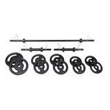 Kit Musculação Fitness Barras 1 50m E 40cm 30kg Anilhas