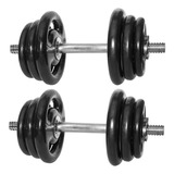 Kit Musculação Halter Rosca 40cm 24kg Anilha Emborrachada