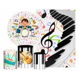 Kit Musica Instrumentos Painel Redondo Trio Capas Retangular