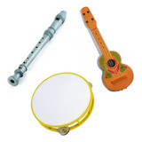 Kit Musical Infantil Brinquedo Viola Pandeiro Flauta