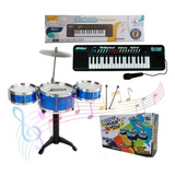 Kit Musical Infantil Mini Bateria piano Teclado 32 Teclas Nf
