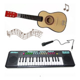 Kit Musical Mini Violão Piano Microfone Infantil Presente