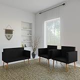 Kit Namoradeira 2 Poltronas Decorativas Retro Sala De Recepção Zinn Móveis Preto