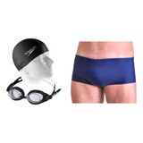 Kit Natação Speedo Sunga Óculos Freestyle Touca Silicone