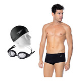 Kit Natação Speedo Sunga Solid Óculos Free Touca Flat