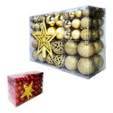 Kit Natal C 100 Bolas Lisas foscas glitter Árvore Vermelho