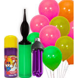 Kit Neon Lâmpada 36w Tinta Spray Amarela C 25 Balões Sortido