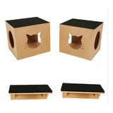 Kit Nicho 4 Peças Para Gatos Mdf Toca Prateleira Playground