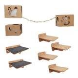 Kit Nicho Gato 10pç 3 Nichos 2prateleira Ponte 4 Steps 9mm