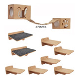 Kit Nicho Gato 12pç 2 Nichos 2prateleira 2ponte 6 Steps 9mm
