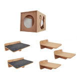 Kit Nicho Gato 6pçs 1 Nicho 2 Prateleira 3 Steps 9mm