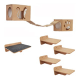 Kit Nicho Gato 8 Pçs 2 Nichos Prateleira Ponte 4 Steps 9mm