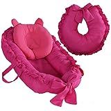 Kit Ninho Redutor Para Berço De Bebê Com Travesseiro Anatômico Almofada Amamentação Para Amamentar Com Babado 100 Poliéster Meninos E Meninas PINK