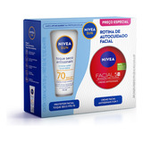 Kit Nivea Sun Rotina De Autocuidado Facial Com Protetor Solar Toque Seco Fps70 40ml Nivea Creme Antissinais 5 Em 1 100g