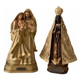 Kit Nossa Senhora Aparecida 20cm Sagrada Família Resina
