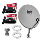 Kit Nova Parabólica Banda Ku 60cm Duplo Bedinsat Bs9900s