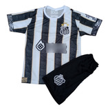 Kit Novo Conjunto Uniforme Infantil Santos Meião Futebol 