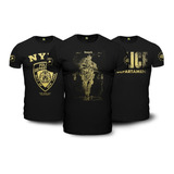 Kit Nypd Police 3 Camisetas Militares Teamsix Gold