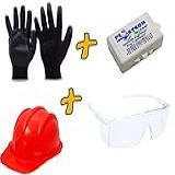 Kit Obra Capacete Luva Óculos De Proteção E Protetor Auricular PLASTCOR Vermelho 