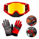 Kit Oculos E Premium Motocross Luva Slim Red Enduro Trilha Cor Vermelho Tamanho Unico
