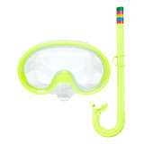 Kit Oculos Máscara Mergulho Respirador Snorkel Profissional Cor Verde claro