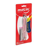 Kit Office Plus 4 Pç Molin Caneta Lapiseira Grafite Borracha