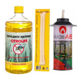 Kit Óleo Citronela 1 Litro Repelente 2 Pavio 1 Tocheiro