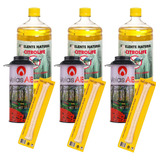 Kit Óleo Citronela 3 Litro Repelente 6 Pavio 3 Tocheiro