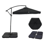 Kit Ombrelone Lateral Suspenso 2 5m Com Base 60l Belfix Cor Preto Lisa