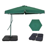 Kit Ombrelone Suspenso Lateral 3m Oslo Com Base 60l Belfix Cor Verde Lisa