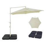 Kit Ombrelone Suspenso Lateral 3m Veneza Com Base 60l Belfix Cor Bege Lisa
