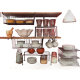 Kit Organizador Armário Cozinha Xícara Panela Prato Aço 6 Un